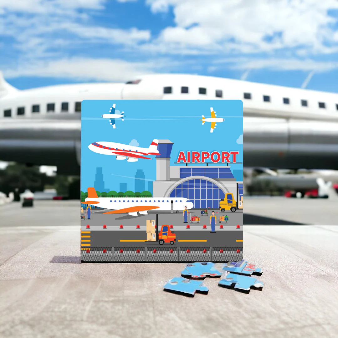 Mittimate Airport 36-Piece Jigsaw Puzzle for Kids Ages 4–6 | Fun & Educational Air Travel Puzzle Toy | Ideal Birthday Gift for Boys & Girls