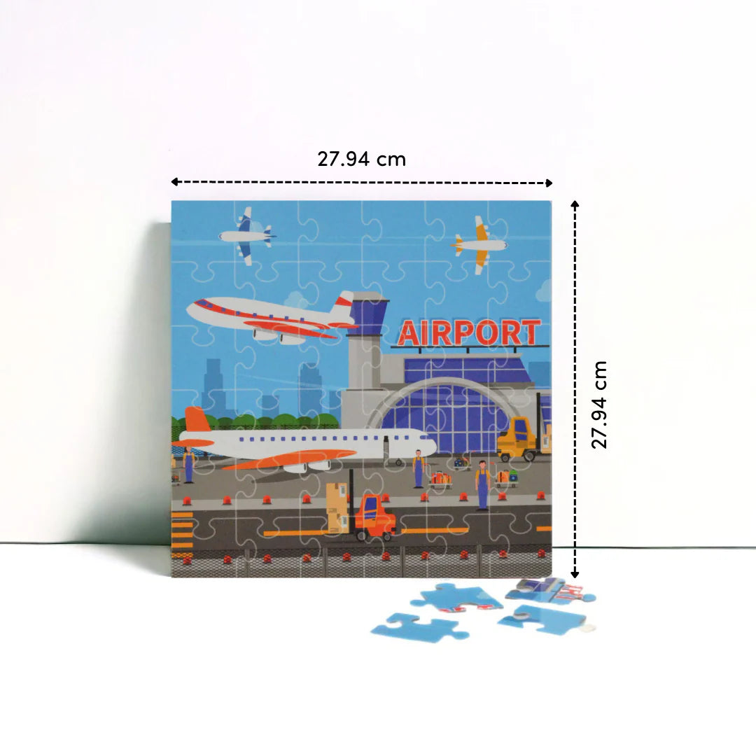 Mittimate Airport 36-Piece Jigsaw Puzzle for Kids Ages 4–6 | Fun & Educational Air Travel Puzzle Toy | Ideal Birthday Gift for Boys & Girls