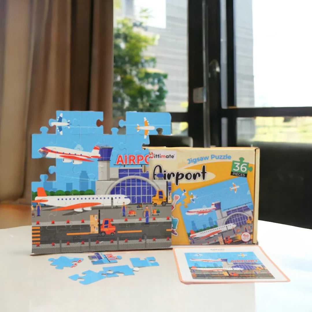 Mittimate Airport 36-Piece Jigsaw Puzzle for Kids Ages 4–6 | Fun & Educational Air Travel Puzzle Toy | Ideal Birthday Gift for Boys & Girls