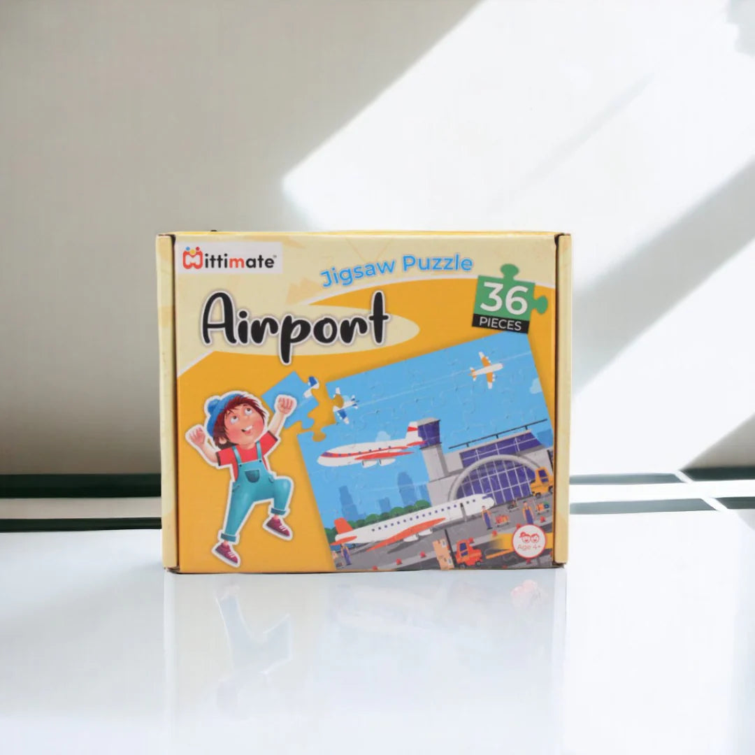 Mittimate Airport 36-Piece Jigsaw Puzzle for Kids Ages 4–6 | Fun & Educational Air Travel Puzzle Toy | Ideal Birthday Gift for Boys & Girls