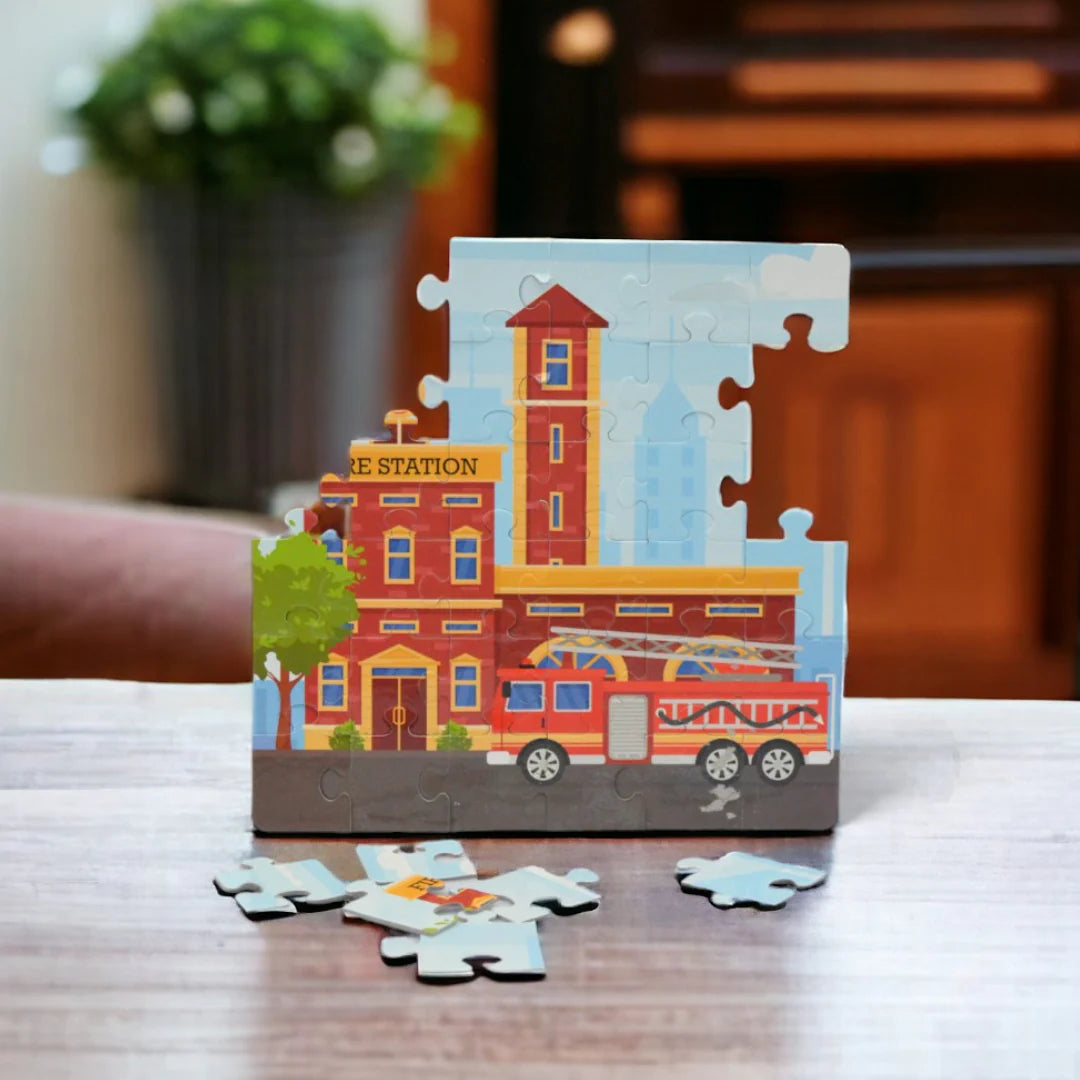 Mittimate Fire Station 36-Piece Jigsaw Puzzle for Kids Ages 4–6 | Educational Puzzle Toy About Firefighters & Safety | Fun Birthday Gift