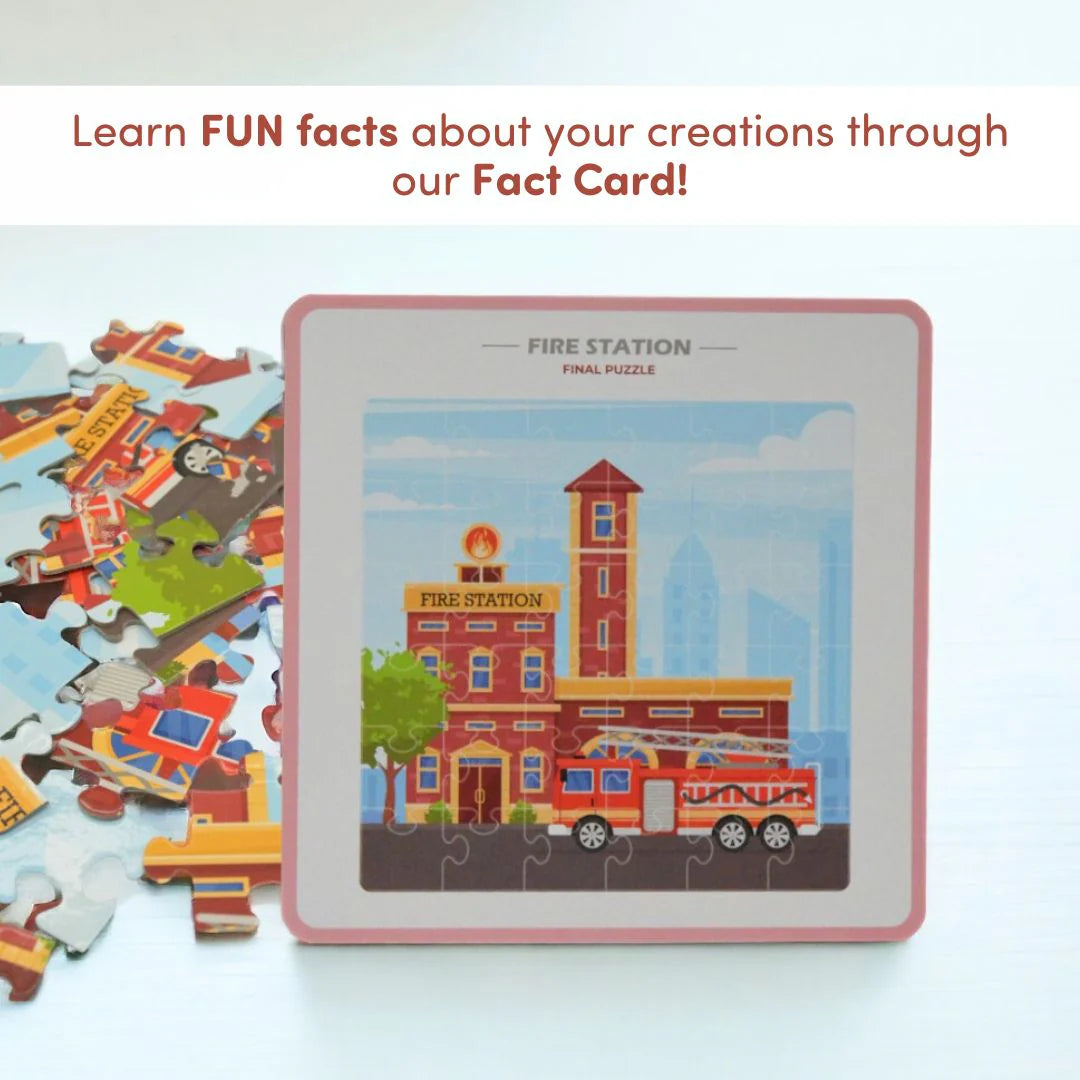 Mittimate Fire Station 36-Piece Jigsaw Puzzle for Kids Ages 4–6 | Educational Puzzle Toy About Firefighters & Safety | Fun Birthday Gift
