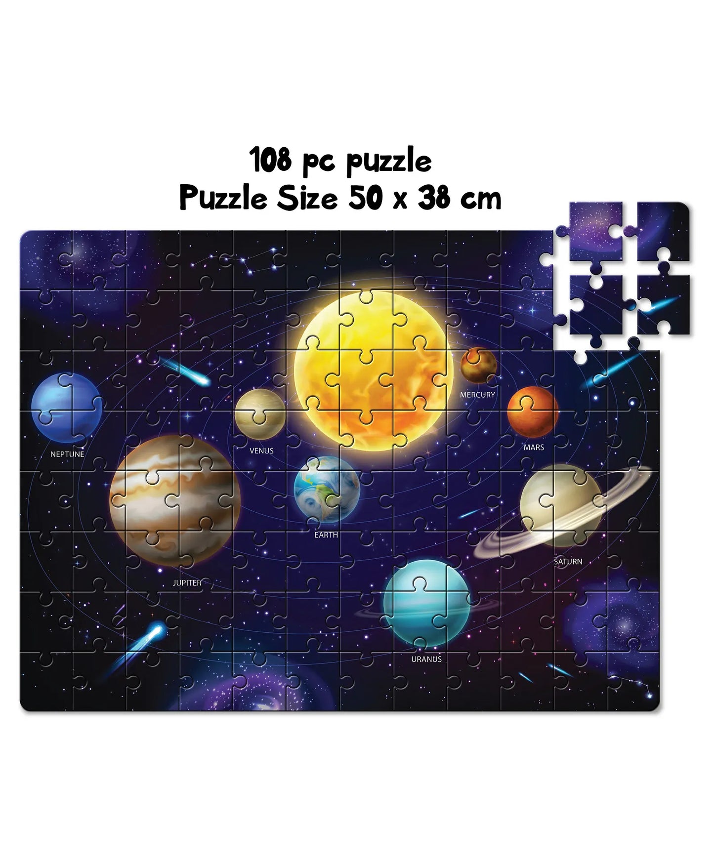 Solar System Puzzle – 108 Pieces with 50 Fun Space Facts (Ages 6+)
