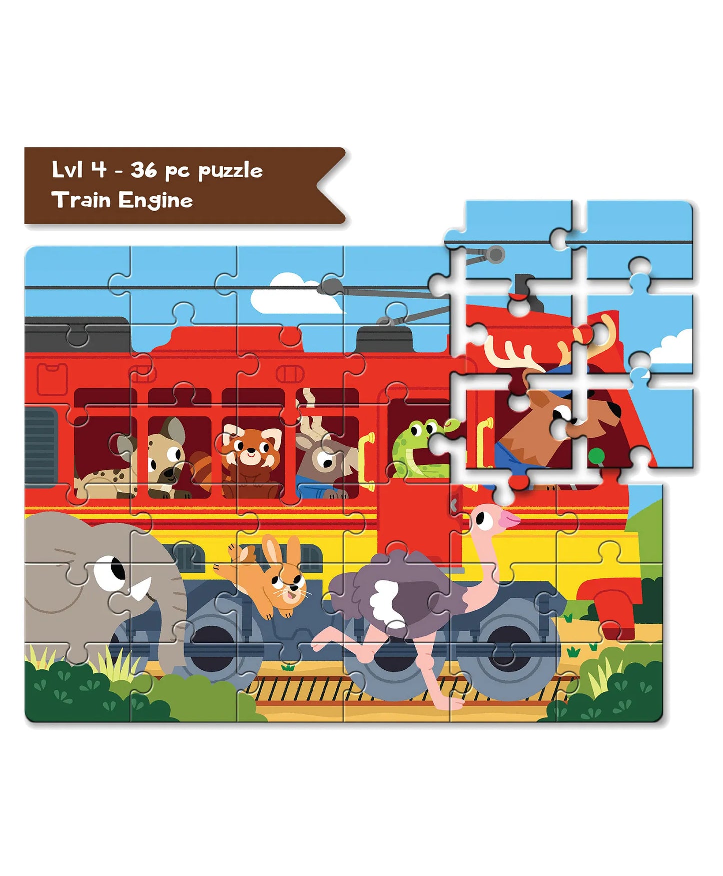 Play Panda 4-in-a-Box Transportation Puzzle Set – 90 Pieces, 4 Levels of Fun (Age 4+)
