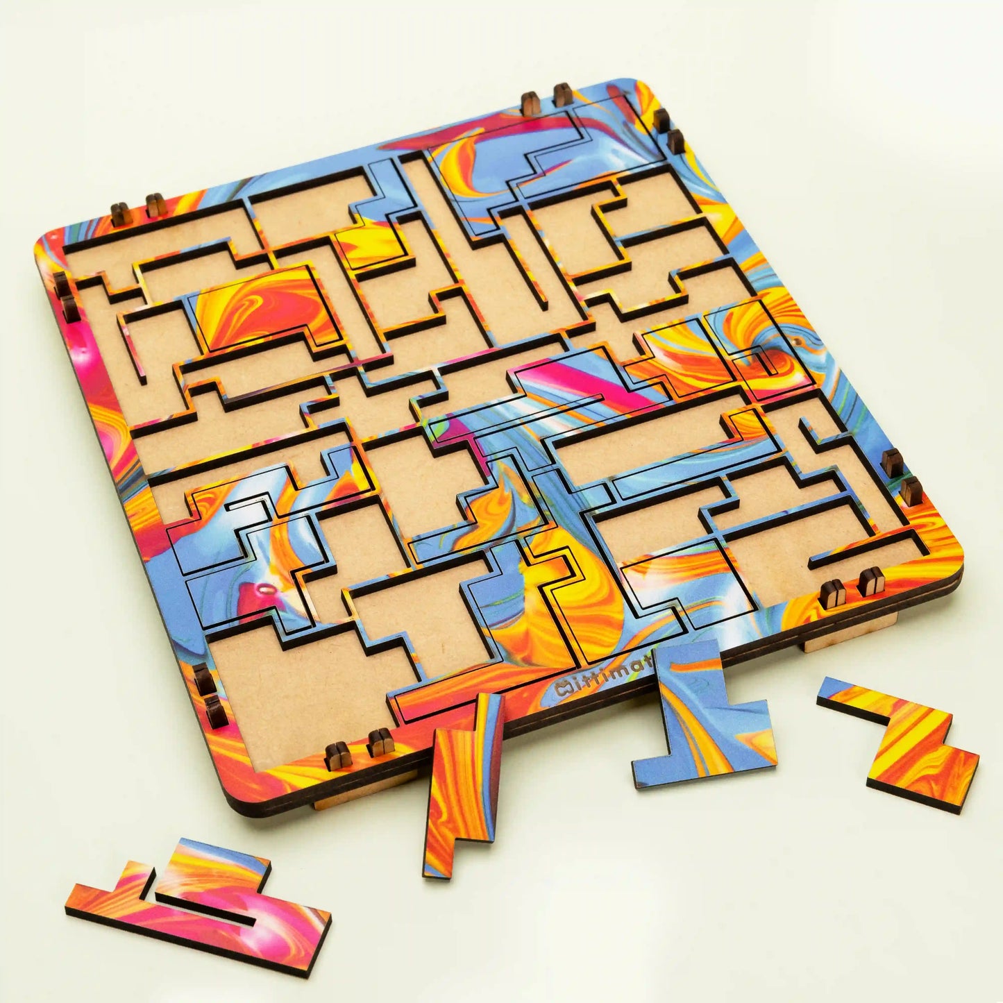 2-in-1 Fractal Wooden Puzzle for Kids (Ages 6+) | Brain Teaser Toy with 2 Unique Patterns