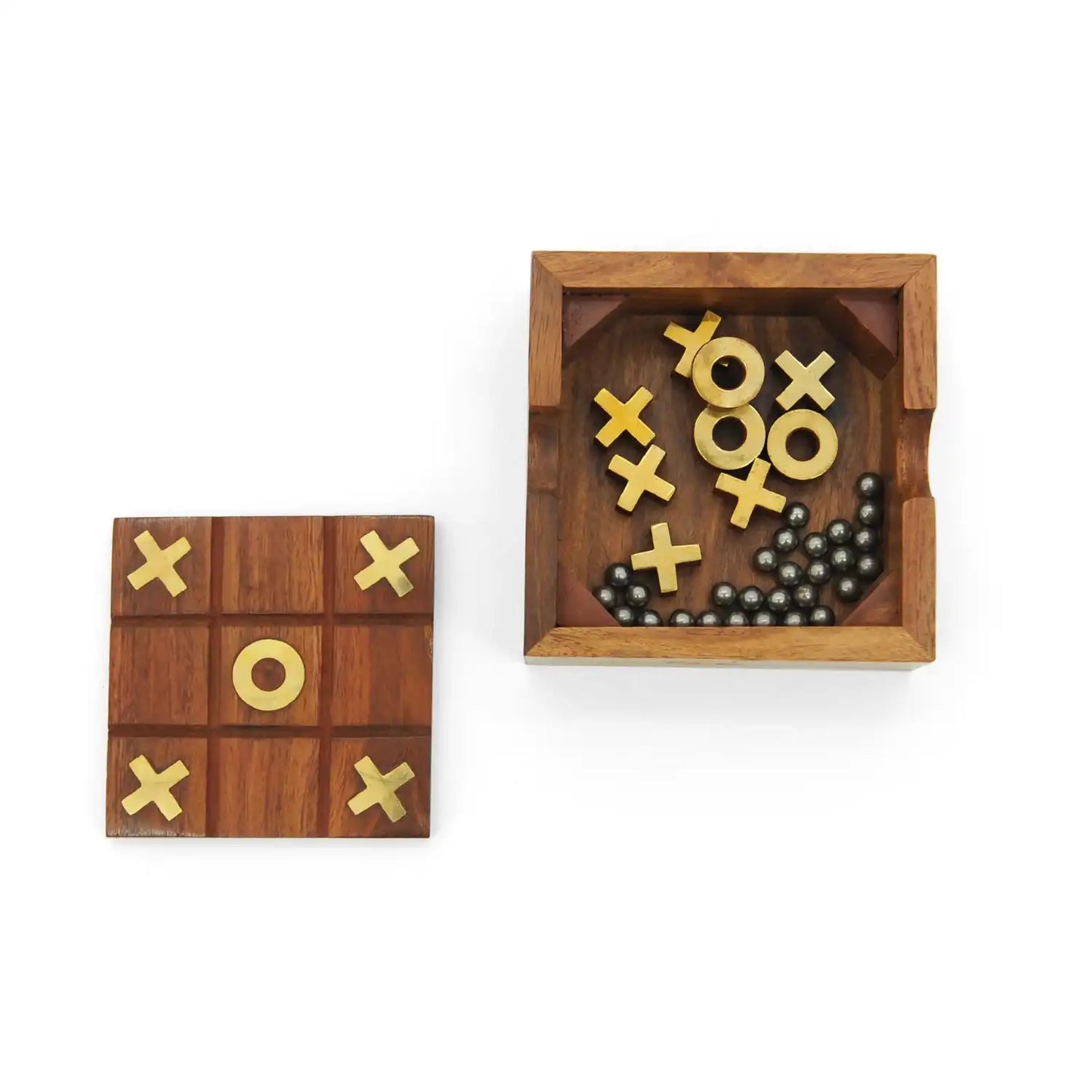 Peg Solitaire (Brainvita) & Tic Tac Toe (XO) | Wooden 2 in 1 Game for Kids 6+ Years | Classic Brain Teaser