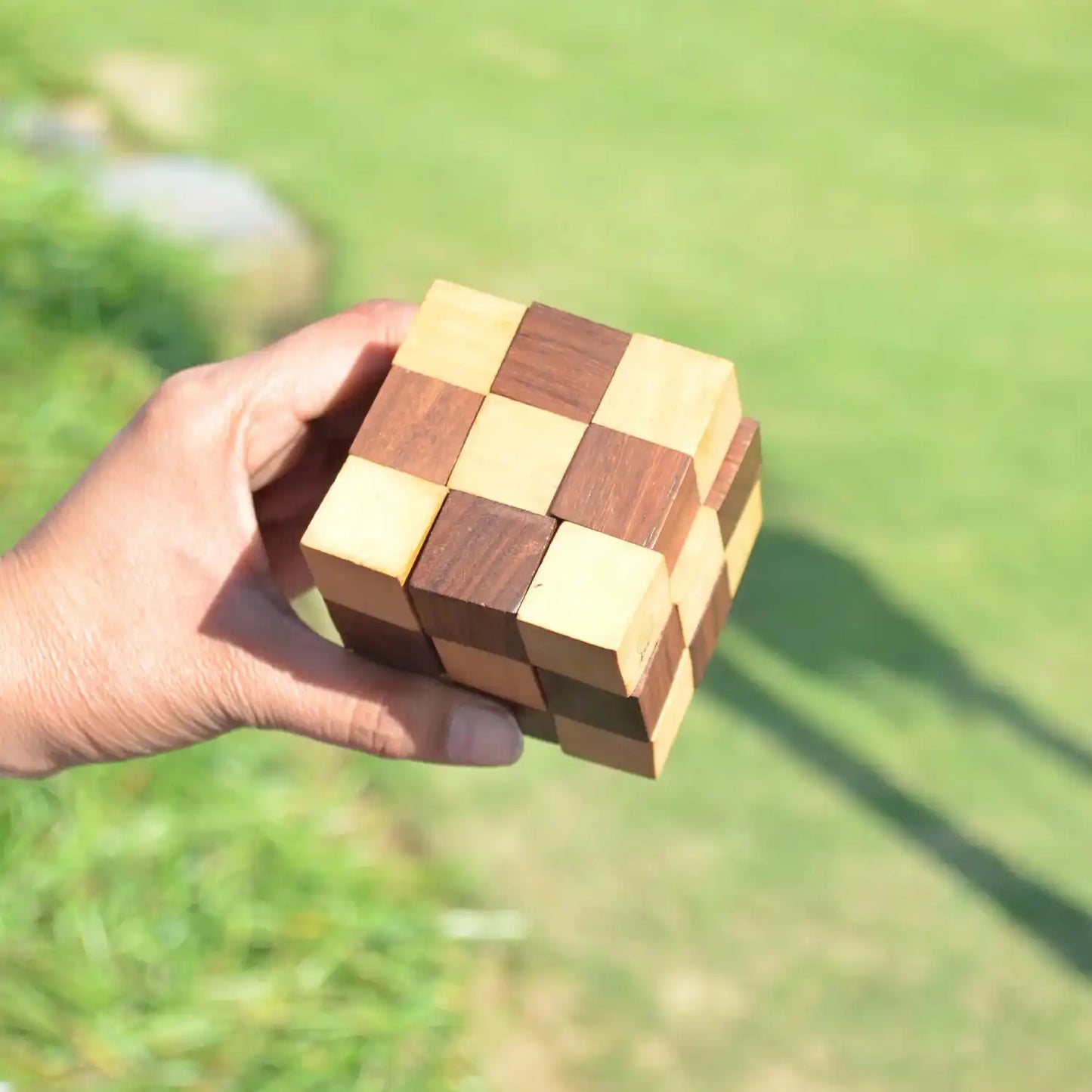 Snake Cube Puzzle 2.5" | 3X3 Wooden Wooden Brain Teaser Game for Kids 6+ Years | Develop Problem-Solving Skills