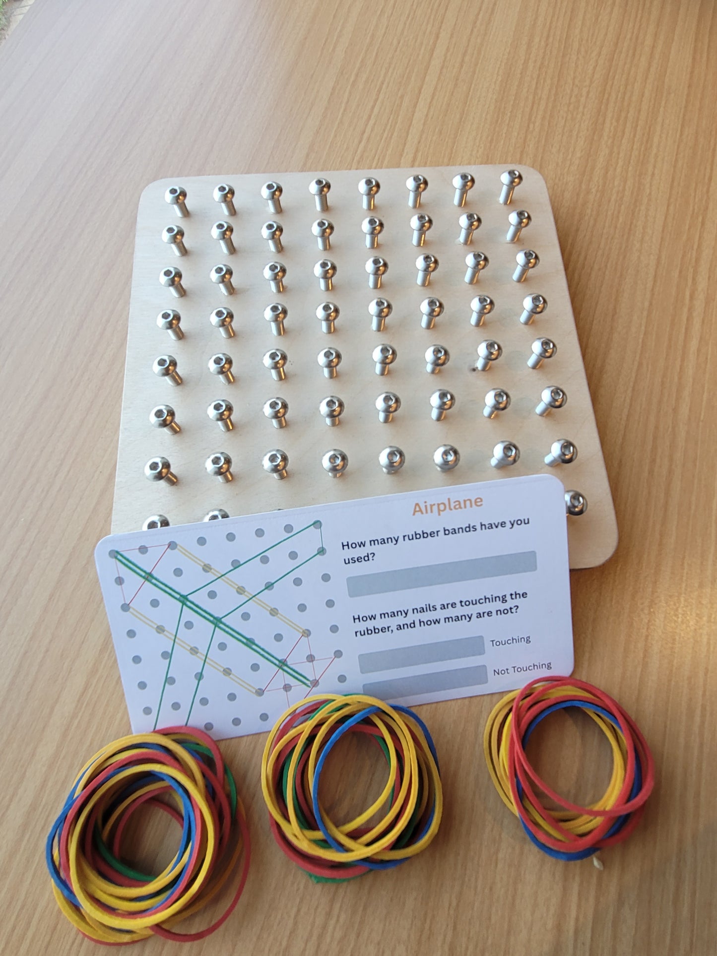 Wooden Geoboard - Hands on Math & Creativity Learning Toy for Kids