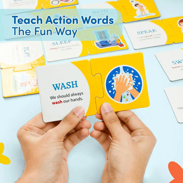 Action Word Jigsaw Puzzle for Kids | 60-Piece Educational Cardboard Puzzle for 2 to 4 Years | Perfect Gift for Children