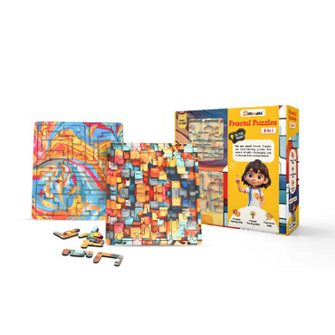 2-in-1 Fractal Wooden Puzzle for Kids (Ages 6+) | Brain Teaser Toy with 2 Unique Patterns