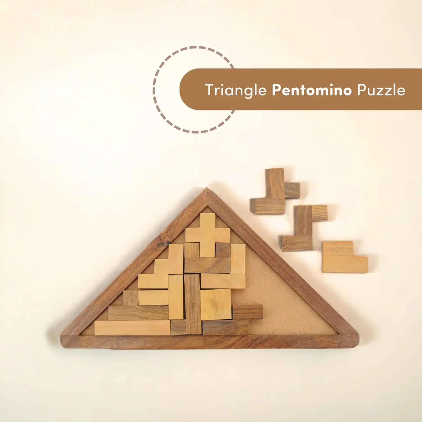 Triangle Pentomino (Tetris) Puzzle | Classic Wooden Brain Teaser for Kids 6+ Year | Develop Problem-Solving Skills