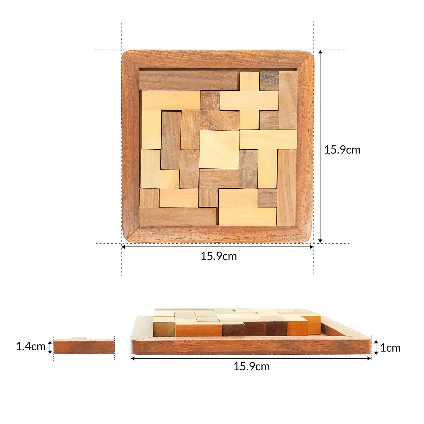 Wooden Brain Teaser Puzzle โ Classic Tangram for Kids & Adults