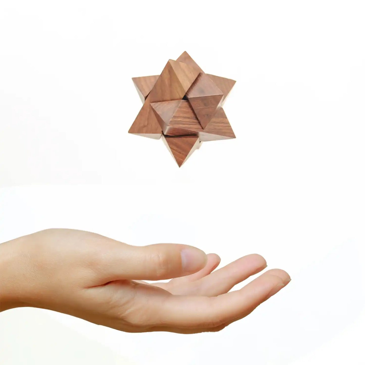 Wooden Star Puzzle Brain Teaser for Kids & Adults | 3D Geometric Puzzle Toy