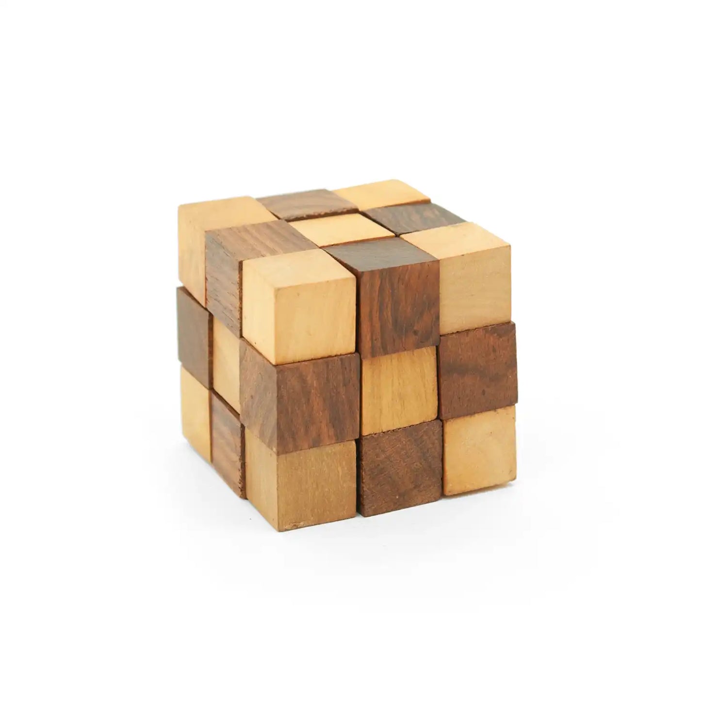 Snake Cube Puzzle 2.5" | 3X3 Wooden Wooden Brain Teaser Game for Kids 6+ Years | Develop Problem-Solving Skills