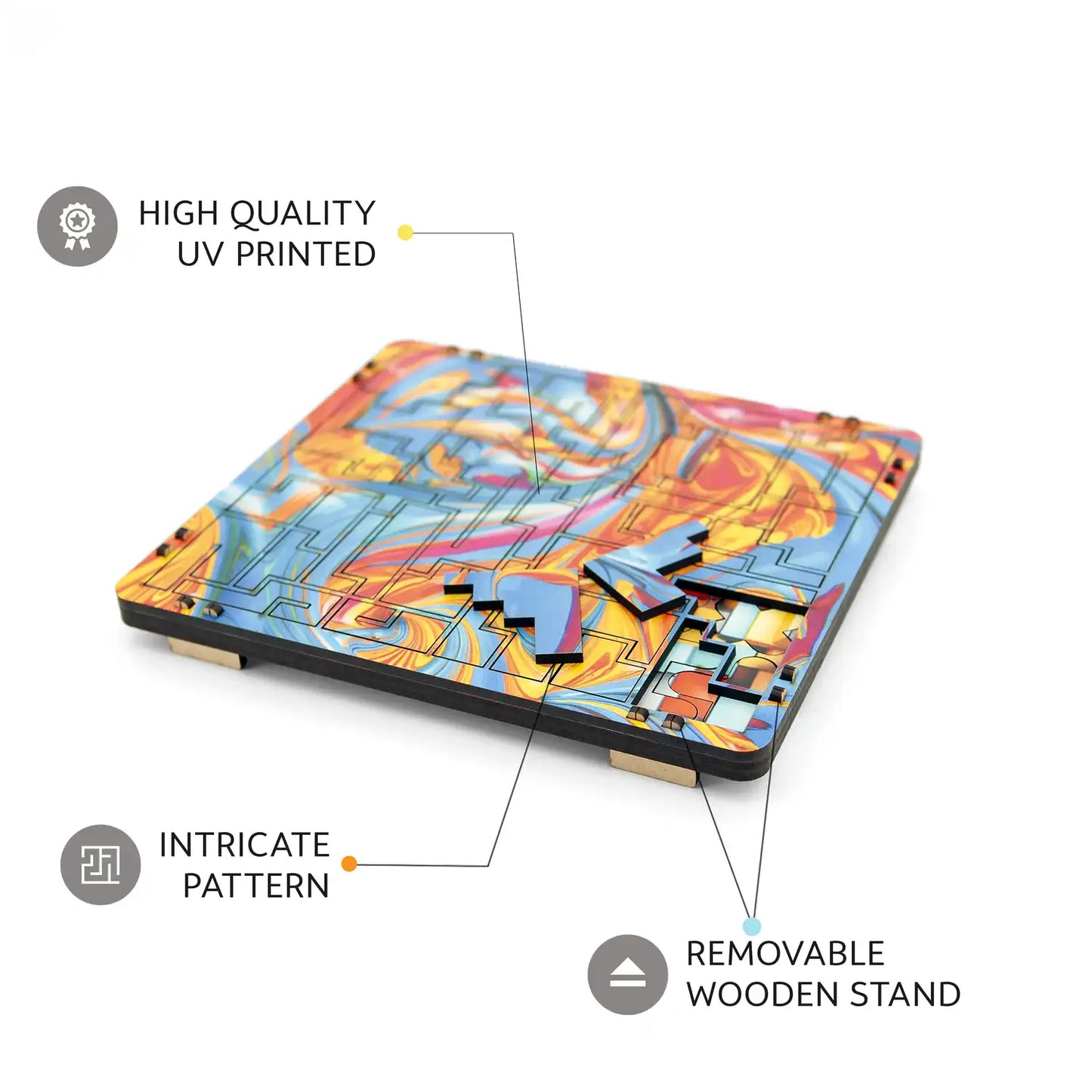 2-in-1 Fractal Wooden Puzzle for Kids (Ages 6+) | Brain Teaser Toy with 2 Unique Patterns