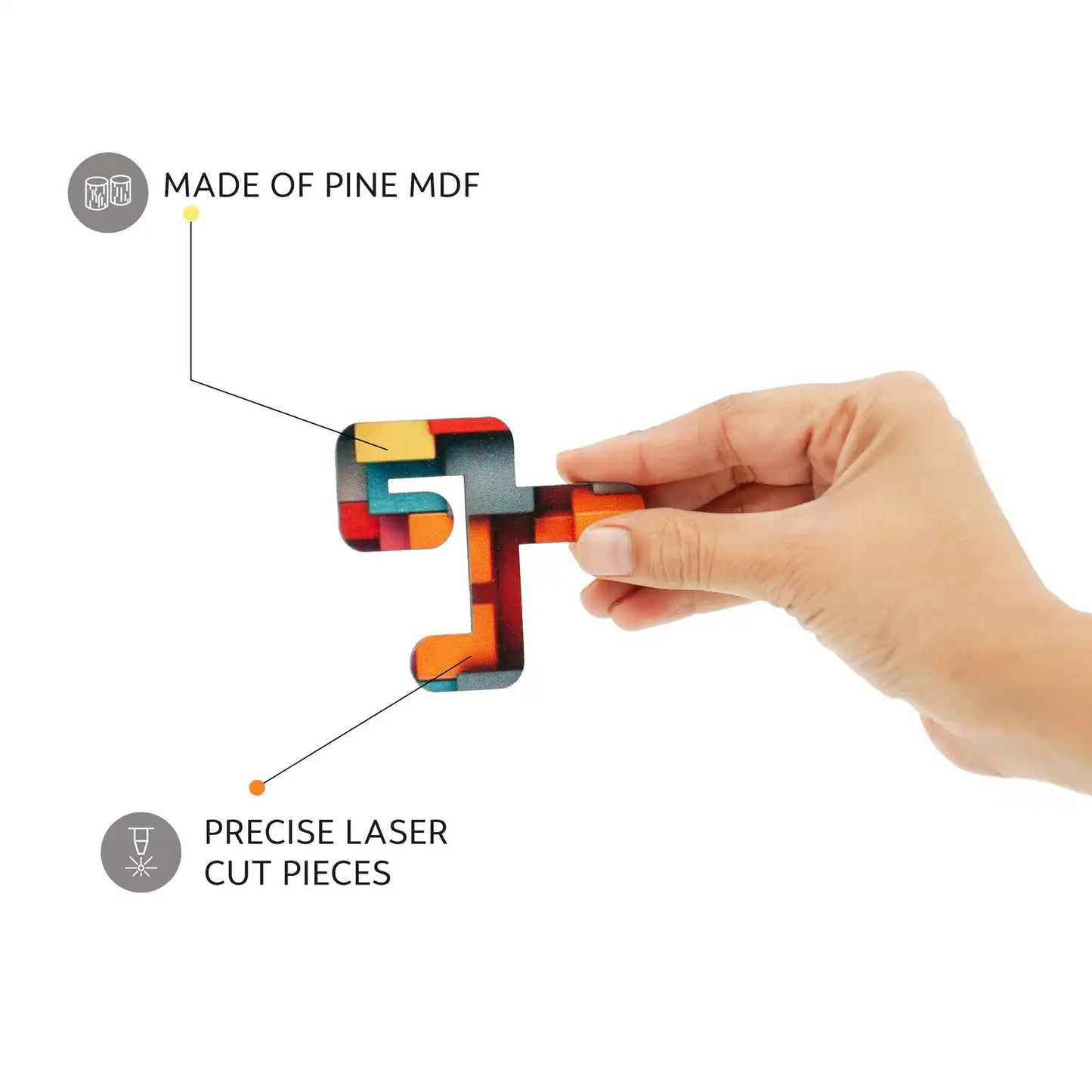 2-in-1 Fractal Wooden Puzzle for Kids (Ages 6+) | Brain Teaser Toy with 2 Unique Patterns