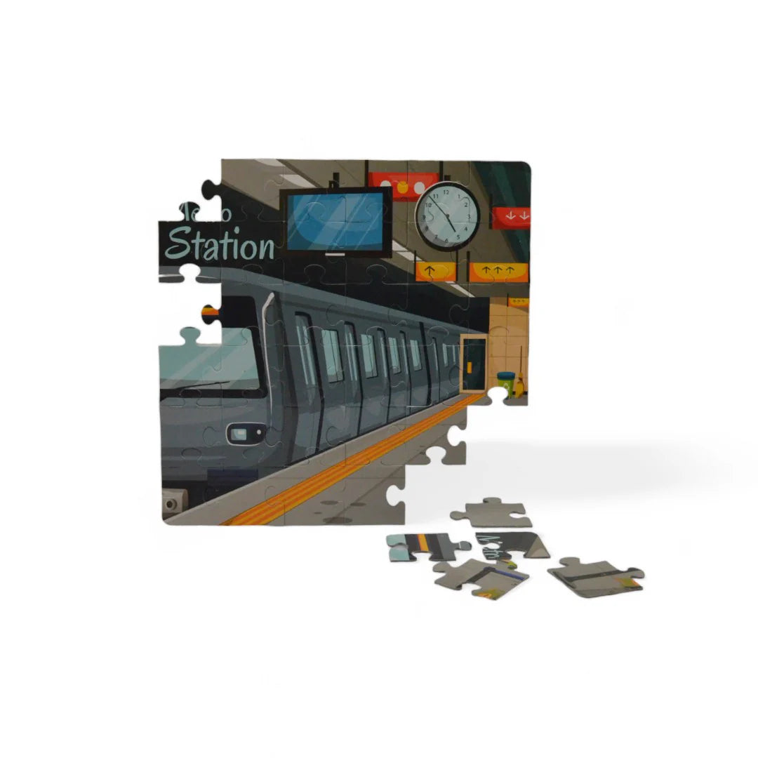 Mittimate Metro Station 36-Piece Jigsaw Puzzle for Kids Ages 4–6 | Educational Puzzle Toy for Boys & Girls | Fun Birthday Gift