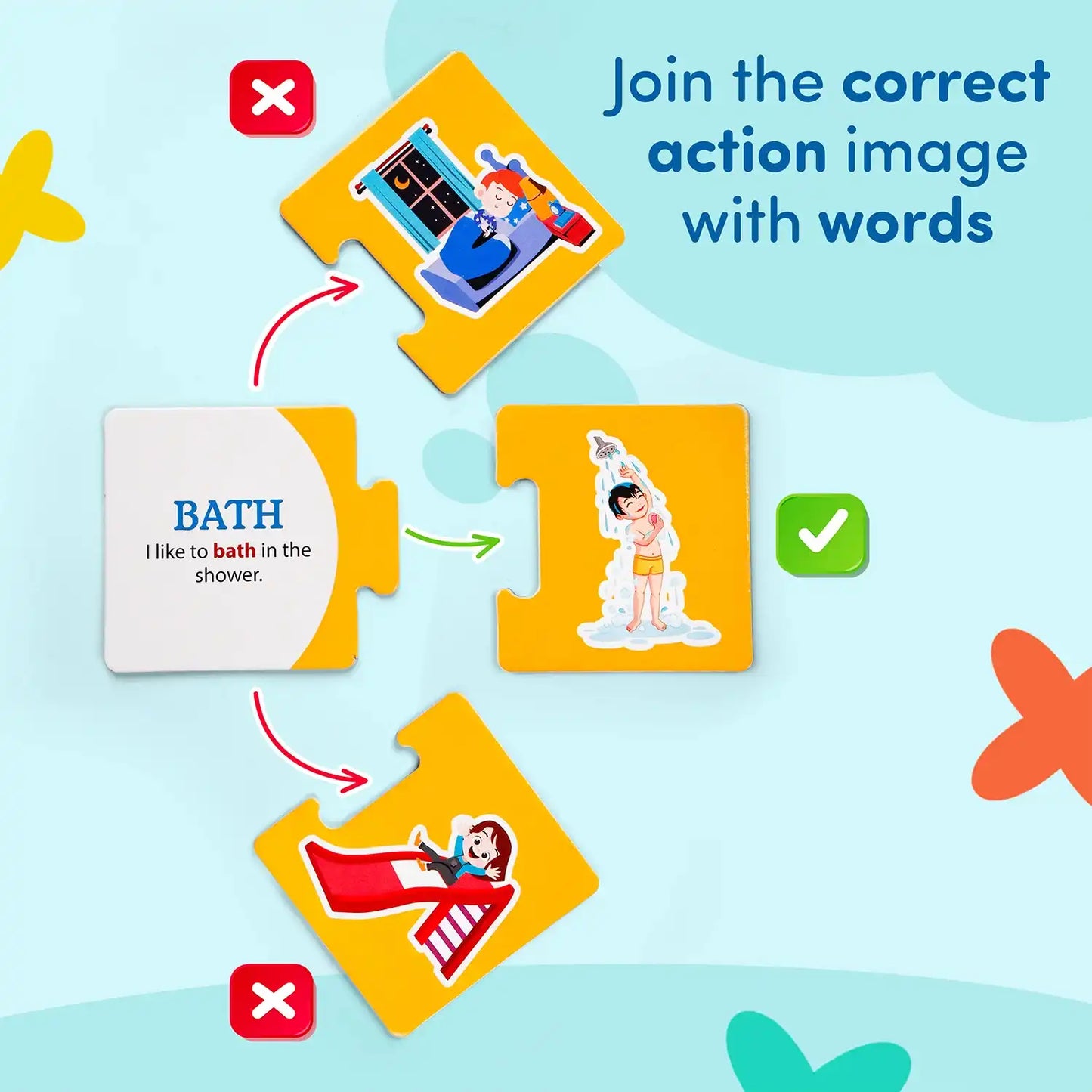 Action Word Jigsaw Puzzle for Kids | 60-Piece Educational Cardboard Puzzle for 2 to 4 Years | Perfect Gift for Children