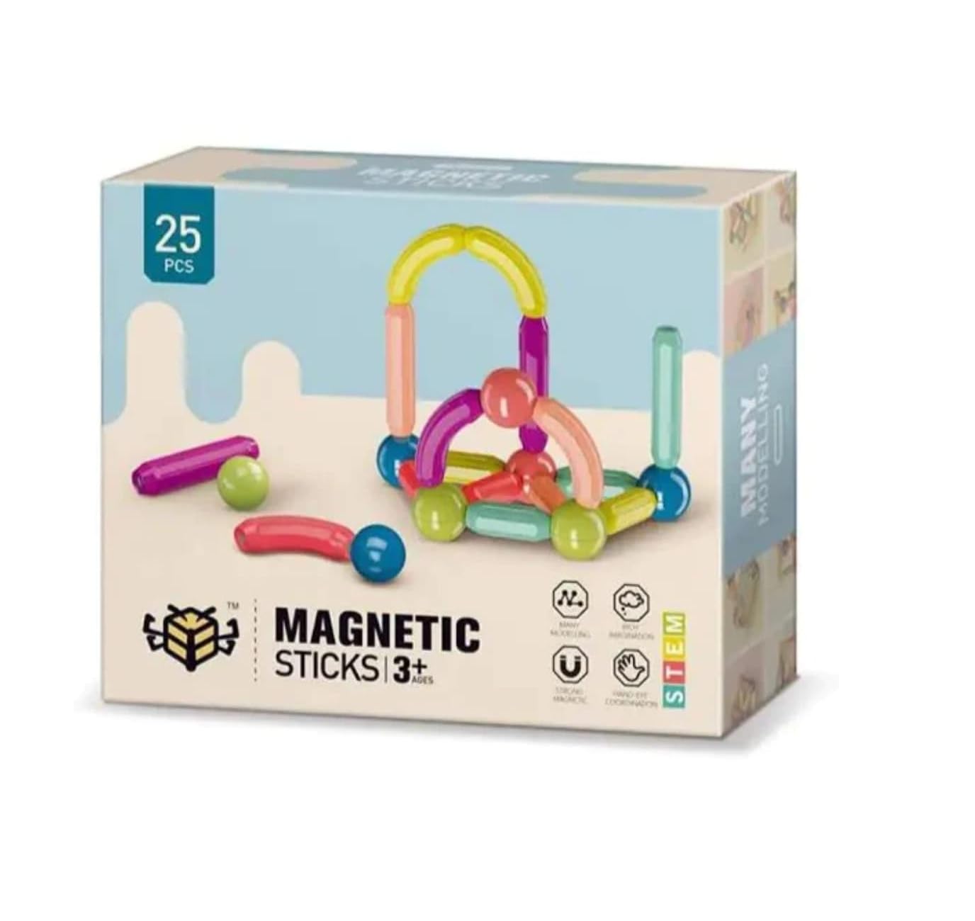 Magnetic Building Sticks & Balls Set – 25-Piece STEM Construction Toy for Kids (3+ Years)