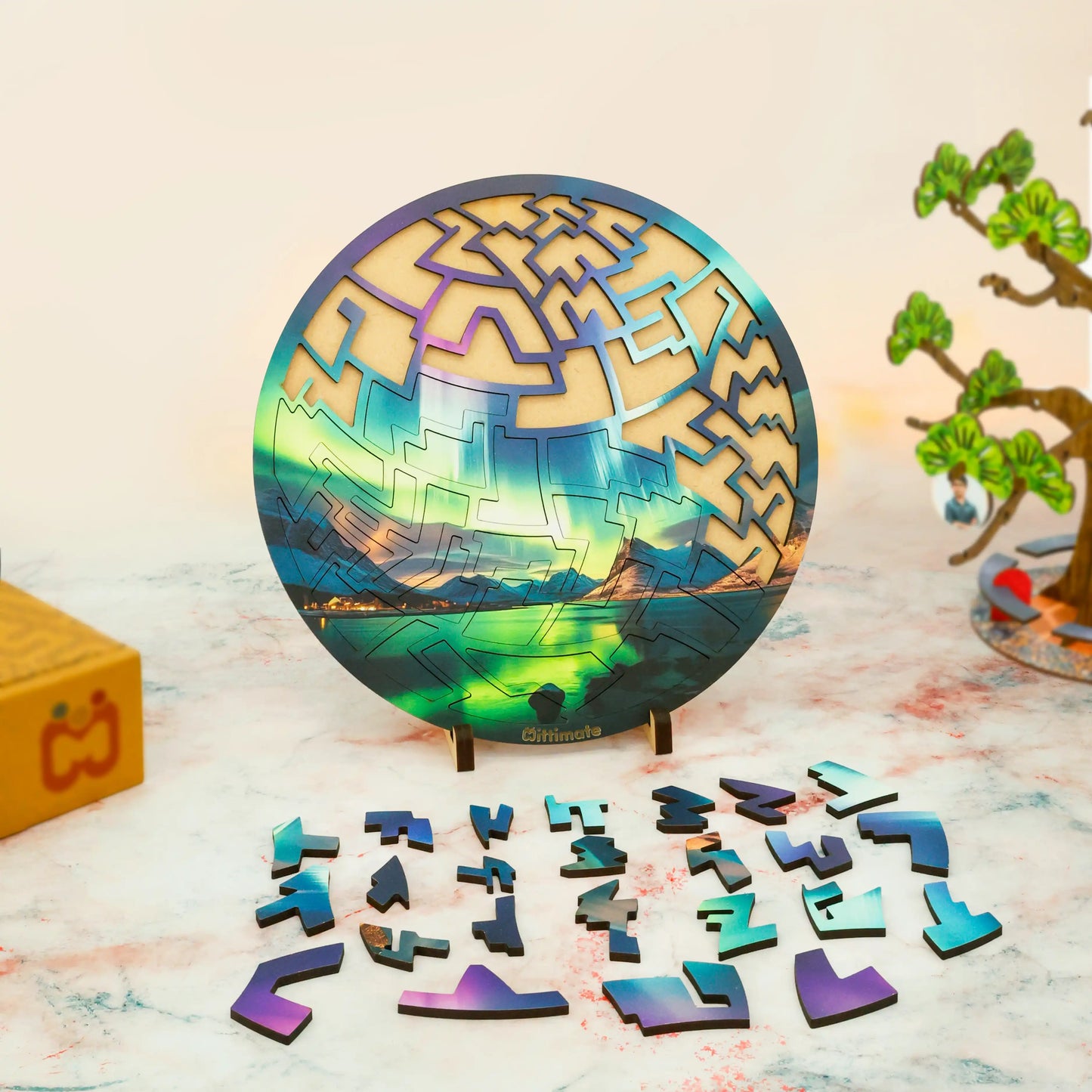 Fractal Wooden Puzzle – Northern Lights Edition