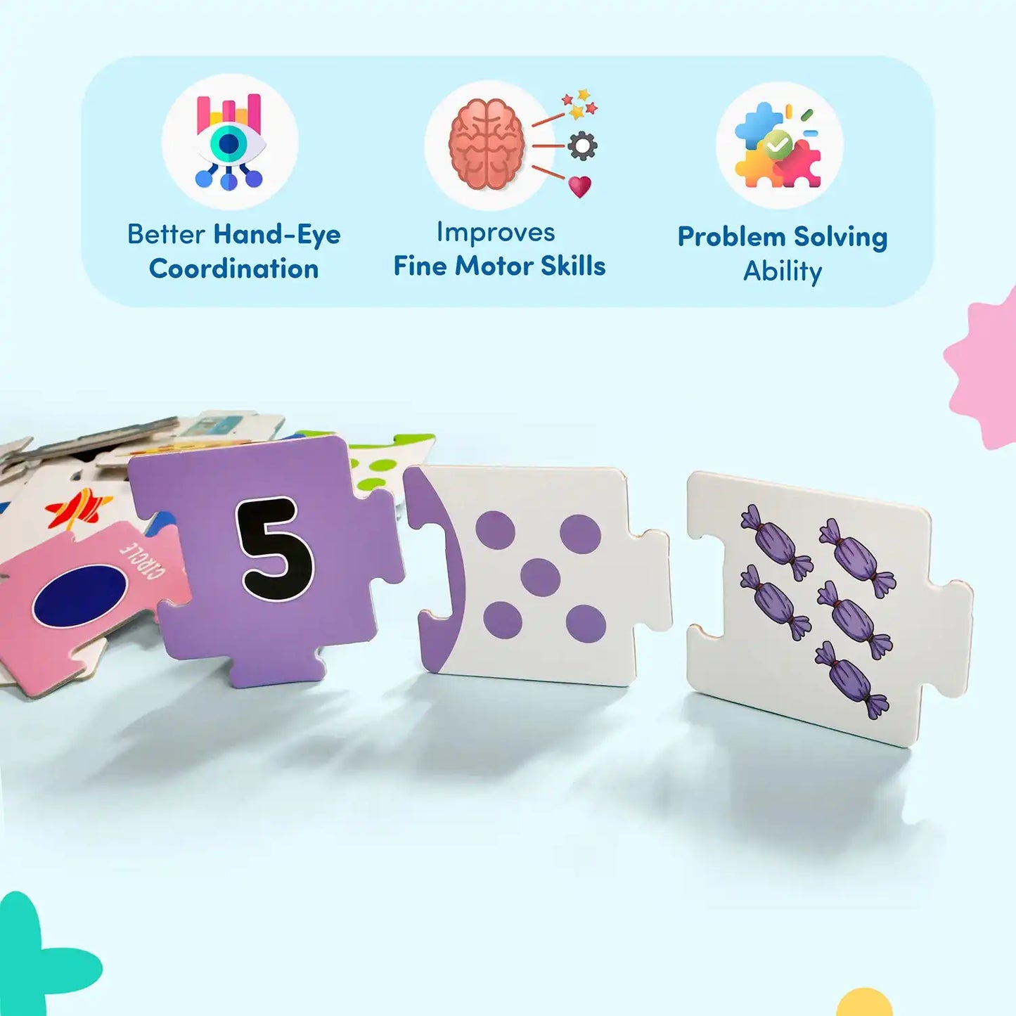 Mittimate Numbers & Shapes Puzzle Set for Kids | 54-Piece Educational Jigsaw for Toddlers (Ages 2+) | Learn Counting, Matching & Geometry the Fun Way