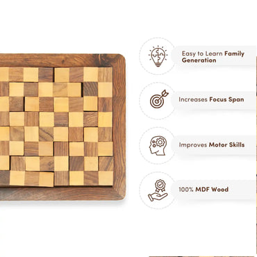 Wooden Tetris Puzzle Brain Teaser Game – Handcrafted Block Board for Kids & Adults