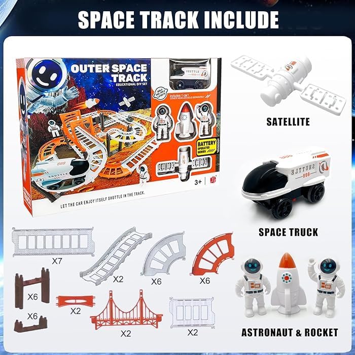Outer Space Track Set | Battery-Operated Shuttle, Astronauts & More