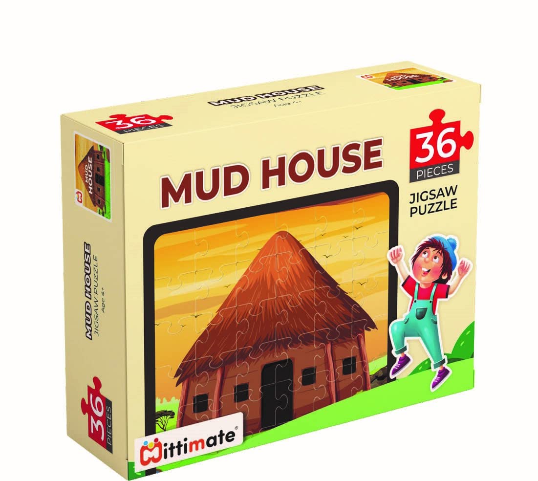 Mittimate Mud House Jigsaw Puzzle Game for Kids Age 4 to 6 Old I 36 Pieces Puzzle Toy I Birthday Gift for Children