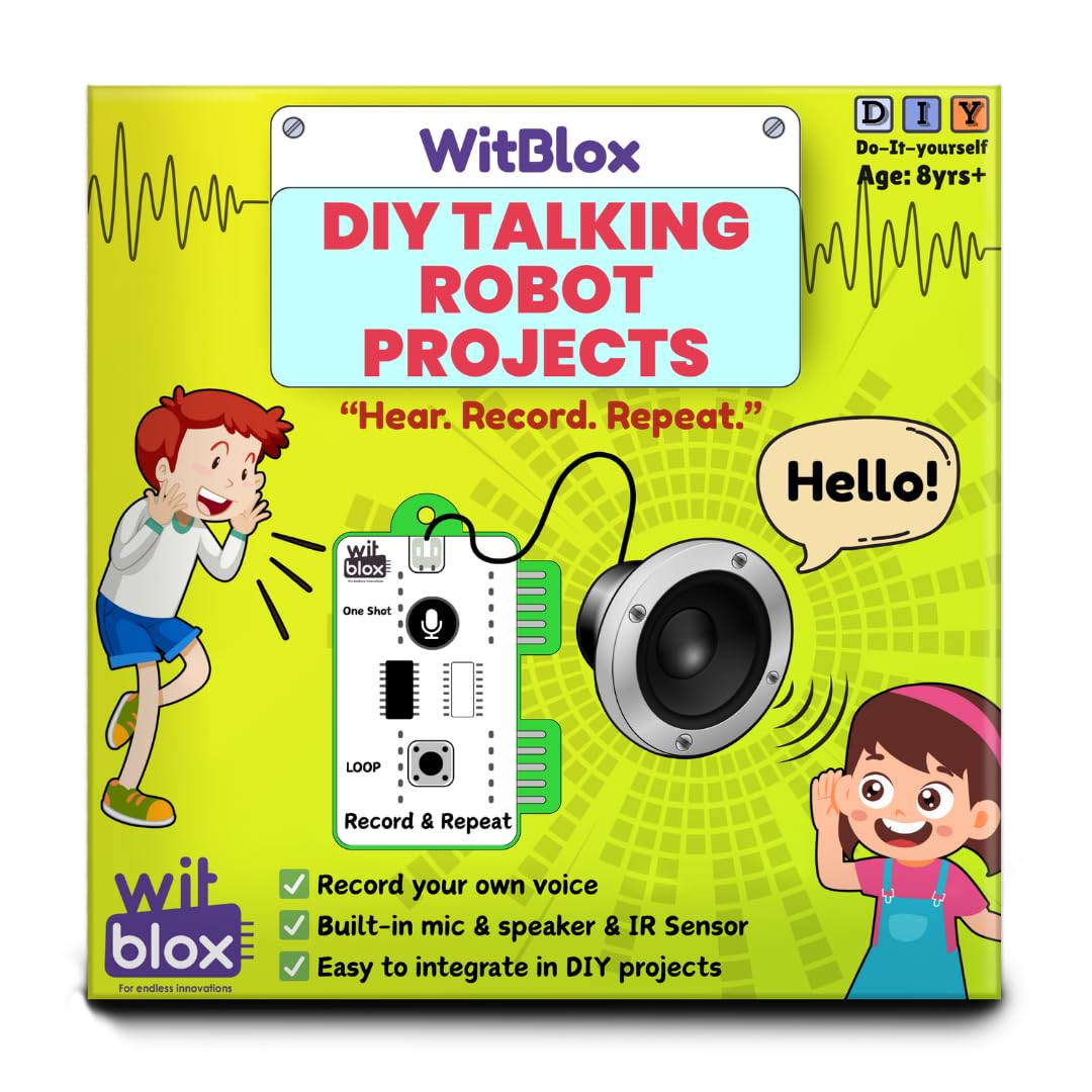 WitBlox DIY Talking Robot Build Talking Based Projects STEM Robot Toys for Boys and Girls| DIY Audio Recording Kit with Mic & Speaker| Kids School Science Exhibition| Birthday Gift Age 8 9 10 11 12