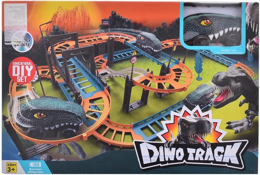 Dino Track β DIY Racing Set with Dinosaur Car | Battery Operated Track Toy for Kids 3+ Years