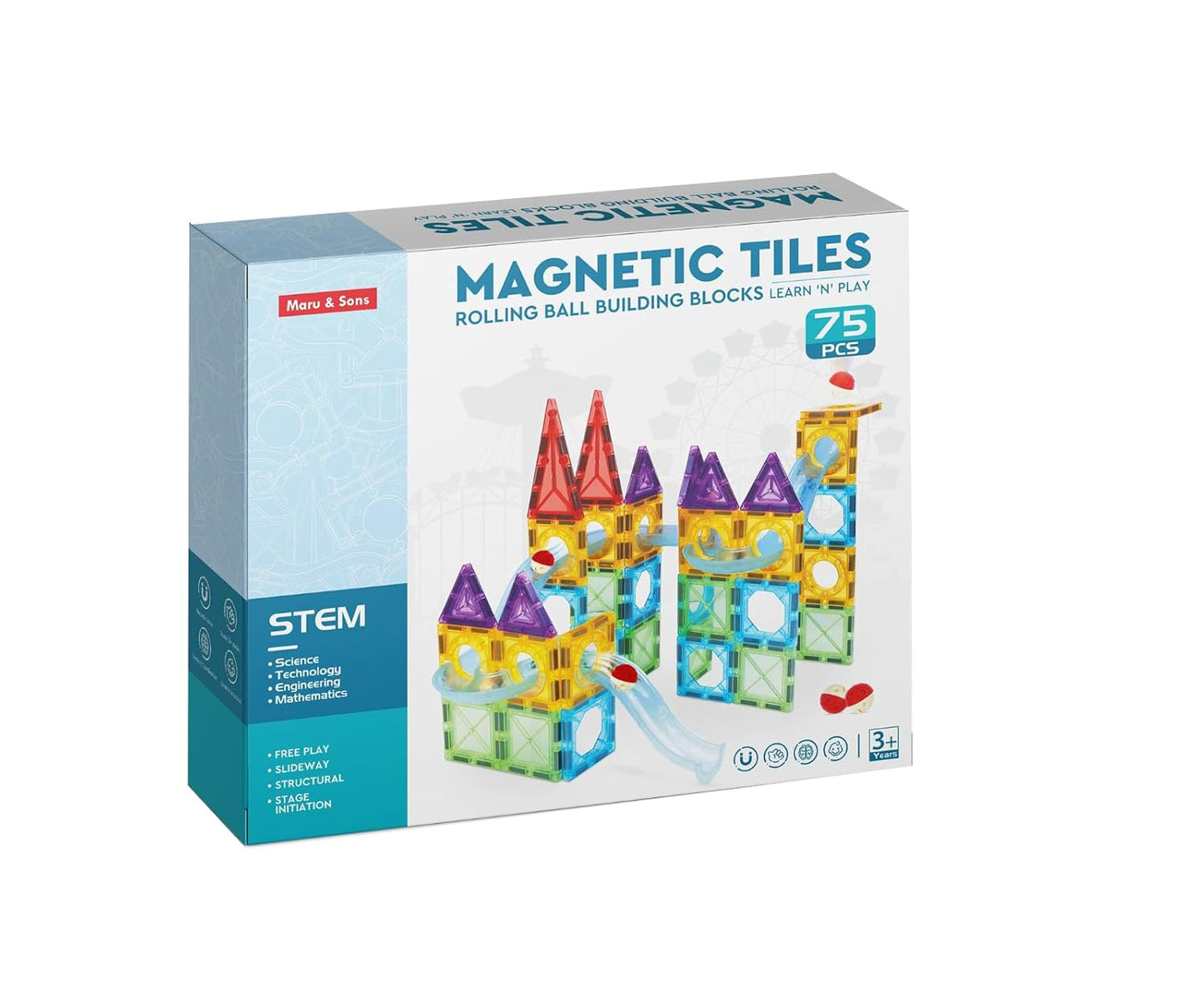 STEM Magnetic Tiles Building Set for Kids (Age 3+)
