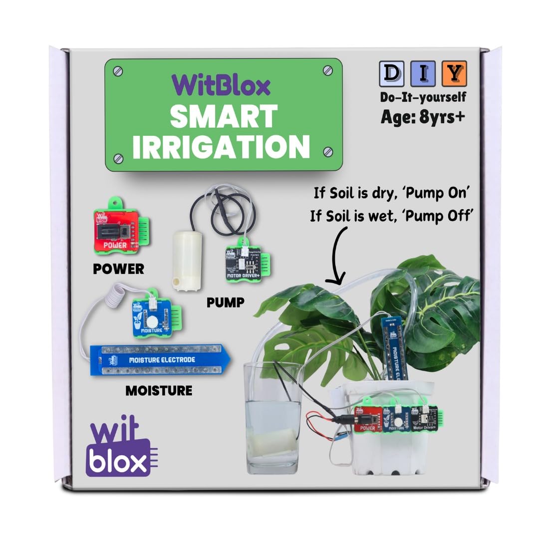 WitBlox DIY Smart Irrigation School Project Kit with Free Online Class | STEM Learning| Automatic Watering System| Sensors & Pump | Kids Science Fair Exhibition | Birthday Gift for Age 8 9 10 11 12 |