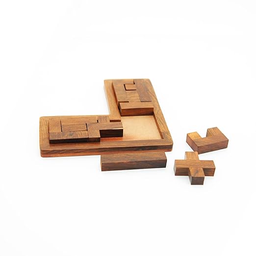 L Shaped Pentomino (Tetris) Puzzle | Classic Wooden Brain Teaser for Kids 6+ Year | Develop Problem-Solving Skills