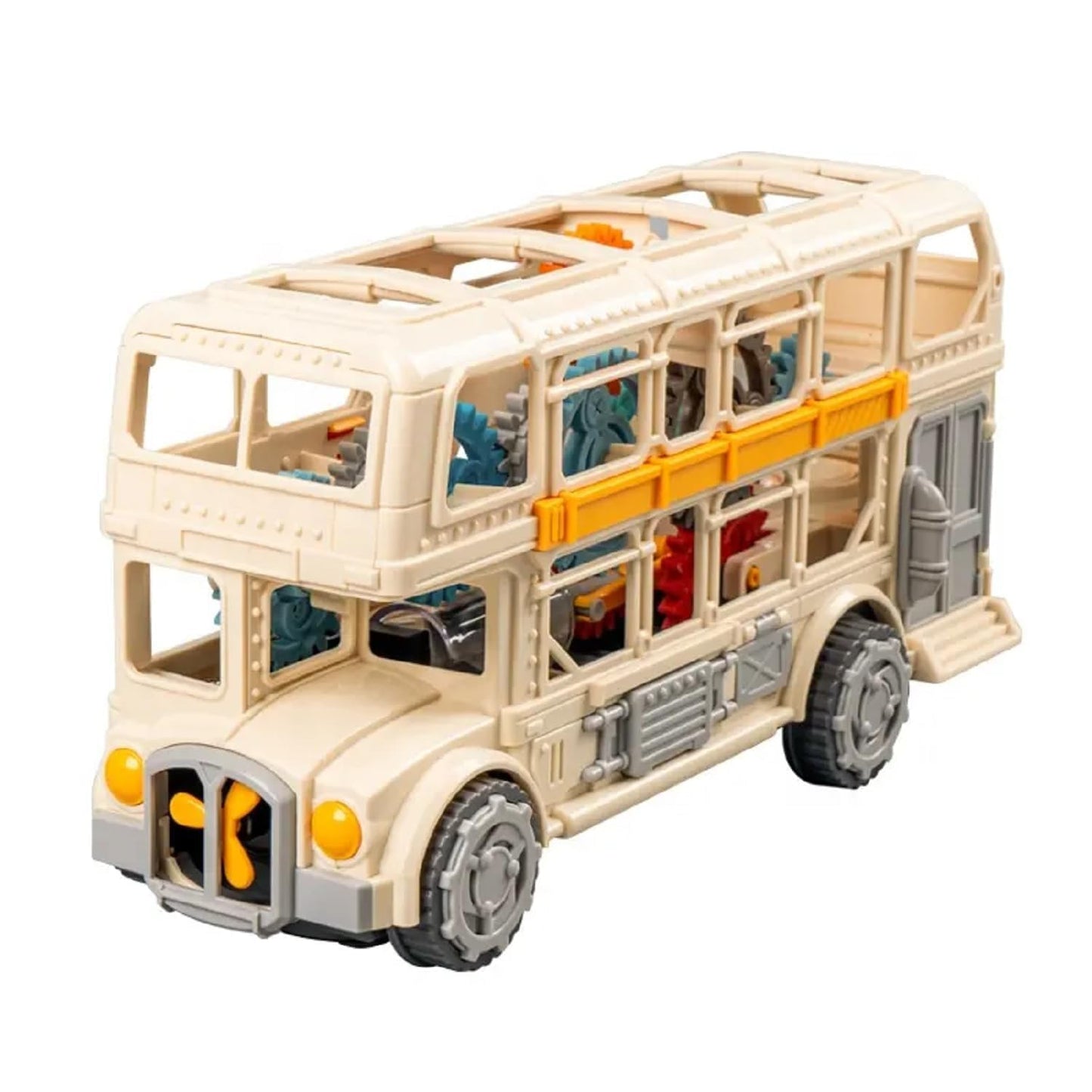 Gear-Powered Transparent Bus Toy – Lights, Motion & Learning Fun!