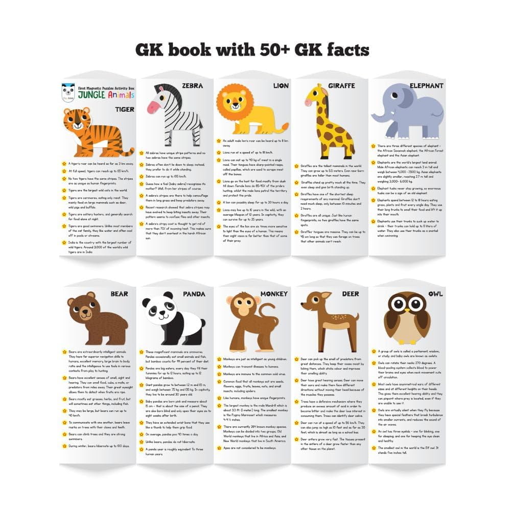 Jungle Animals Puzzle Set with 50+ GK Facts – Fun & Educational Toy for Kids