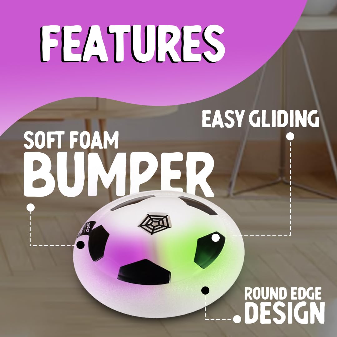 GOQYO Hover Football with LED Lights – Air Soccer Ball Toy for Kids (Indoor Use)