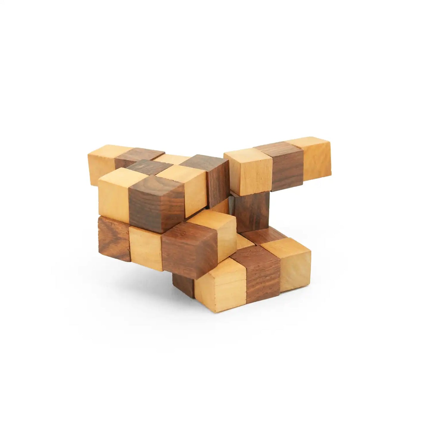 Snake Cube Puzzle 2.5" | 3X3 Wooden Wooden Brain Teaser Game for Kids 6+ Years | Develop Problem-Solving Skills