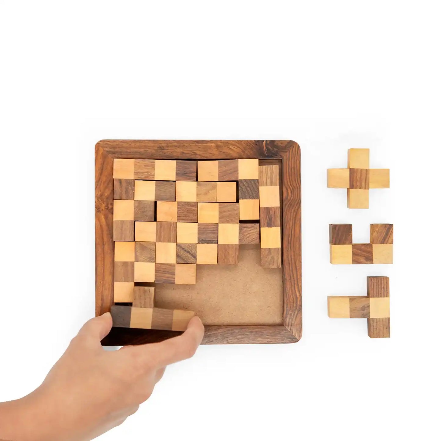 Wooden Tetris Puzzle Brain Teaser Game ā Handcrafted Block Board for Kids & Adults