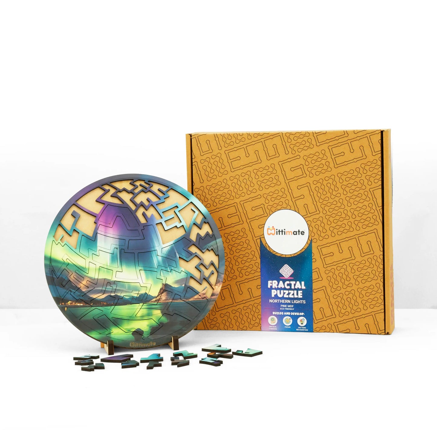 Fractal Wooden Puzzle – Northern Lights Edition