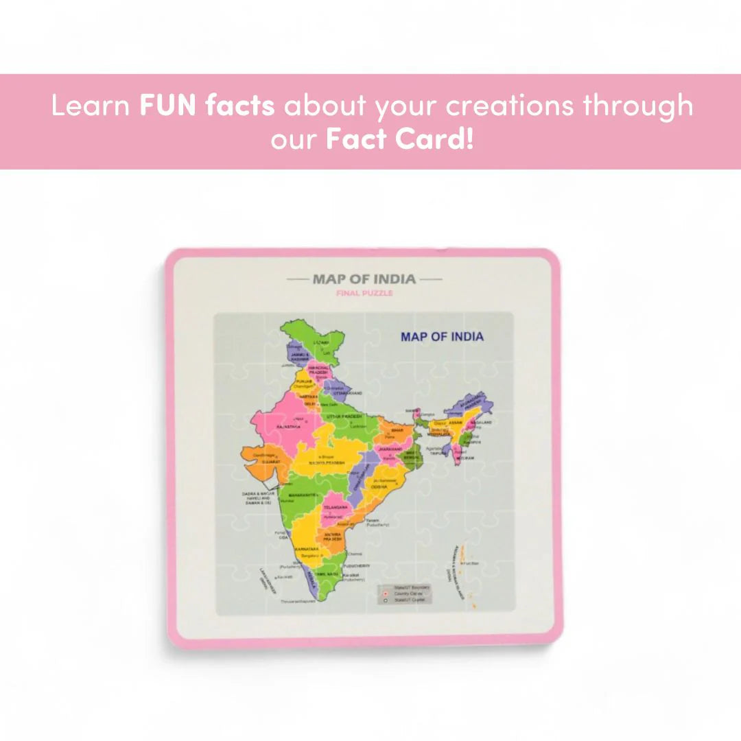 Mittimate Map of India 36-Piece Jigsaw Puzzle for Kids Ages 4–6 | Educational Geography Puzzle Toy | Perfect Birthday Gift for Boys & Girls
