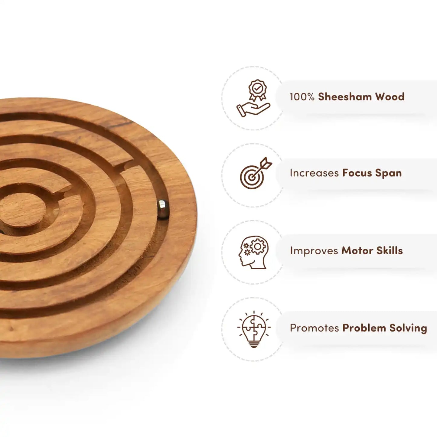 Circle Labyrinth Puzzle | Ball in a Maze for Kids 6+ Years | Wooden Ball Balancing Brain Teaser | Develop Problem-Solving Skill