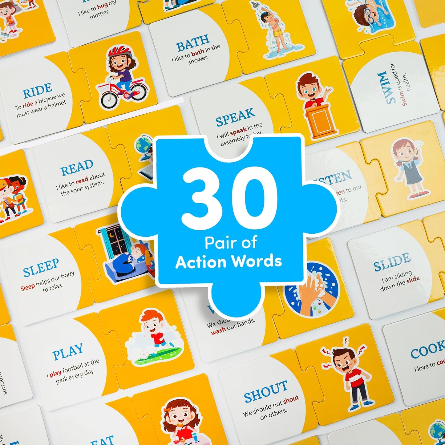 Action Word Jigsaw Puzzle for Kids | 60-Piece Educational Cardboard Puzzle for 2 to 4 Years | Perfect Gift for Children
