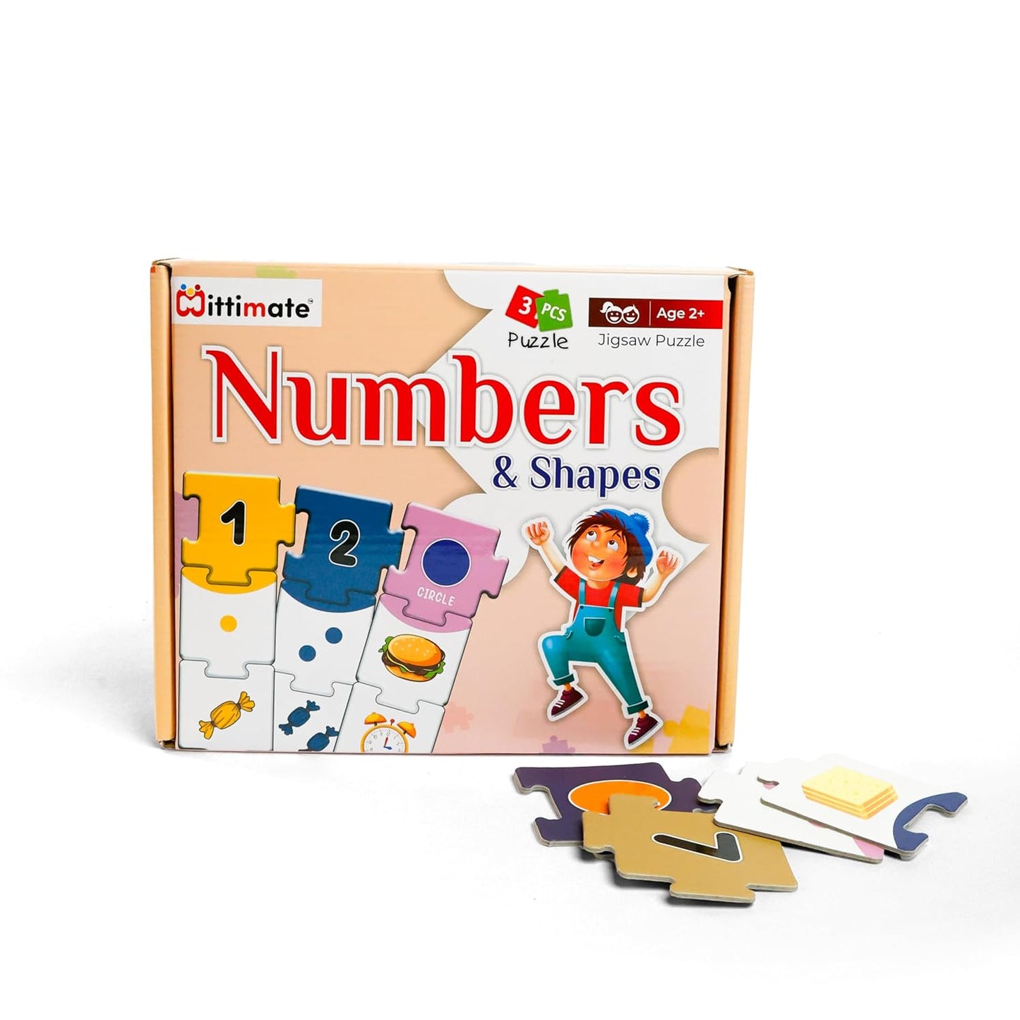 Mittimate Numbers & Shapes Puzzle Set for Kids | 54-Piece Educational Jigsaw for Toddlers (Ages 2+) | Learn Counting, Matching & Geometry the Fun Way