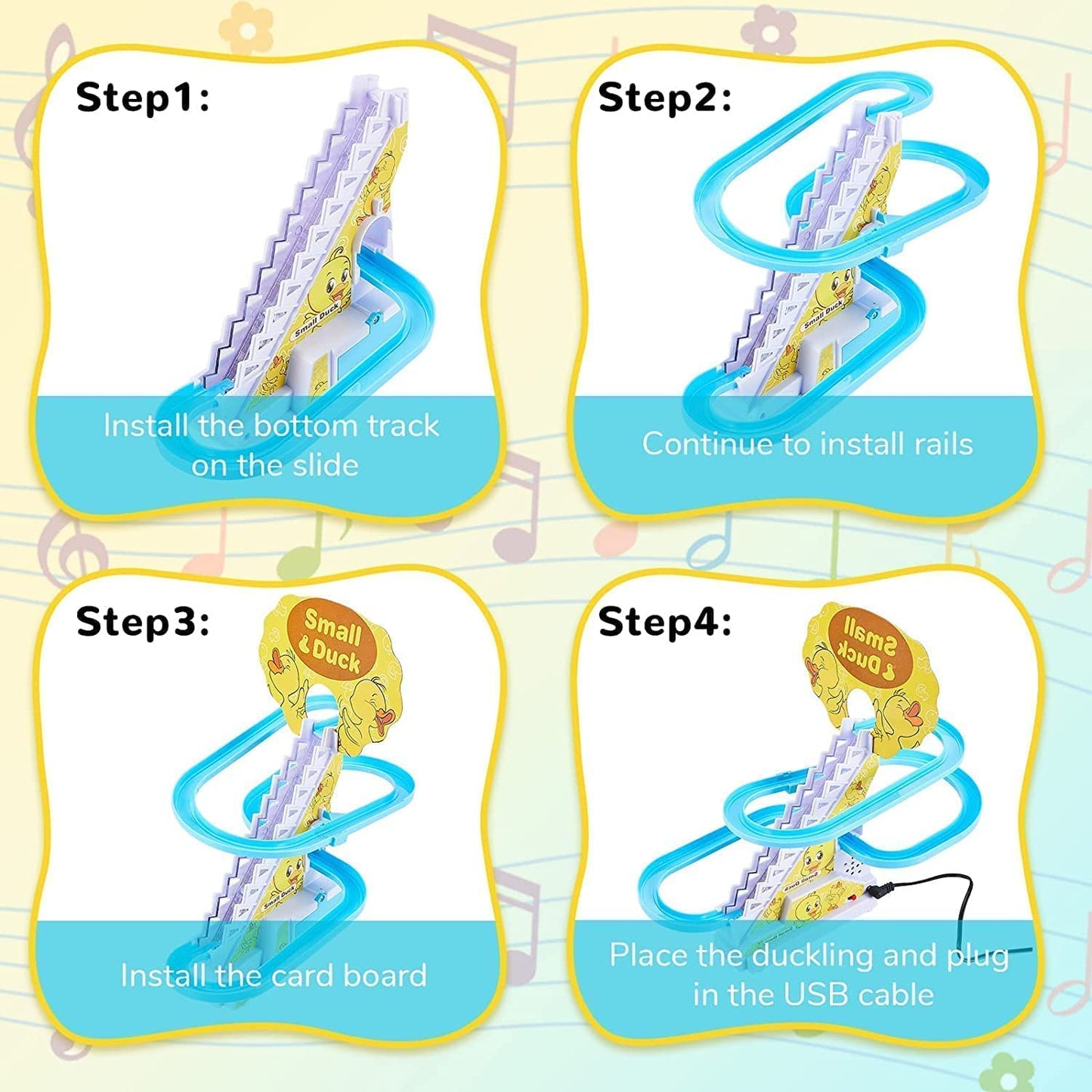 Small Duck Climbing Slide Toy with Music & Lights