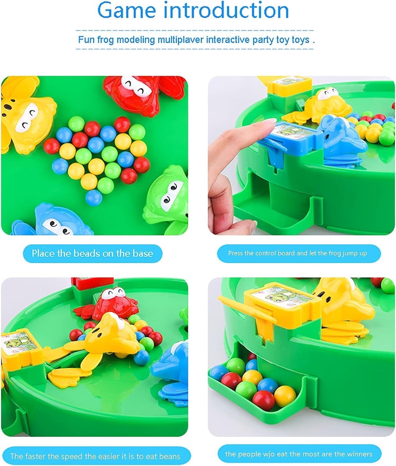 Hungry Frog Feeding Frenzy Game β Fast-Paced Action Toy for Kids β 4-Player Family Board Game with Colorful Balls & Jumping Frogs