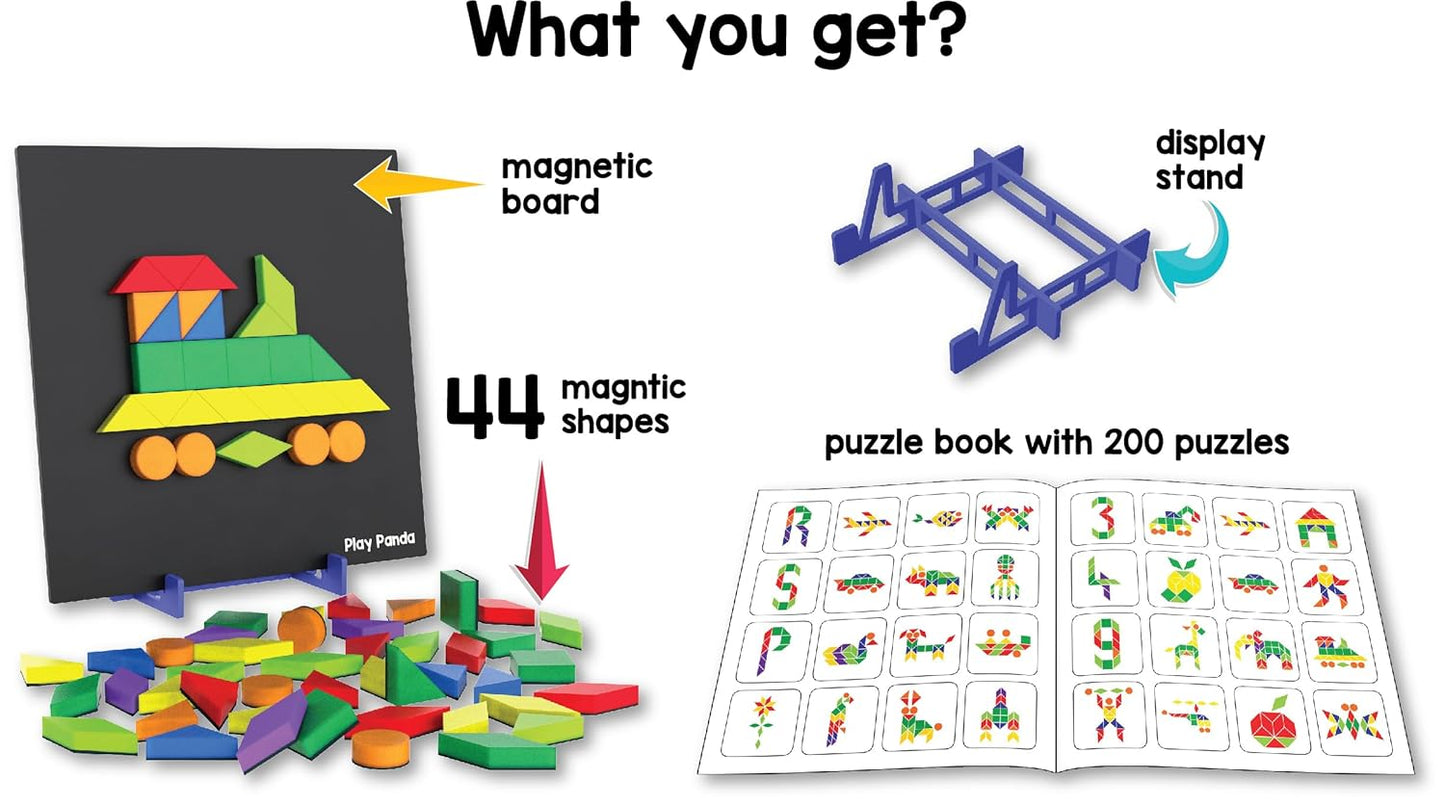 Fun Magnetic Shapes Puzzle – 44 Shapes & 200 Puzzle Designs (Ages 5+)