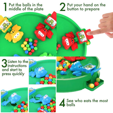 Hungry Frog Feeding Frenzy Game – Fast-Paced Action Toy for Kids – 4-Player Family Board Game with Colorful Balls & Jumping Frogs