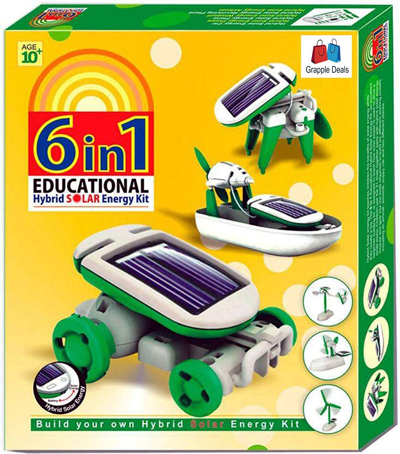 6-in-1 Hybrid Solar Energy Educational Kit – Build 6 Solar-Powered Models | STEM DIY Toy for Kids Age 10+
