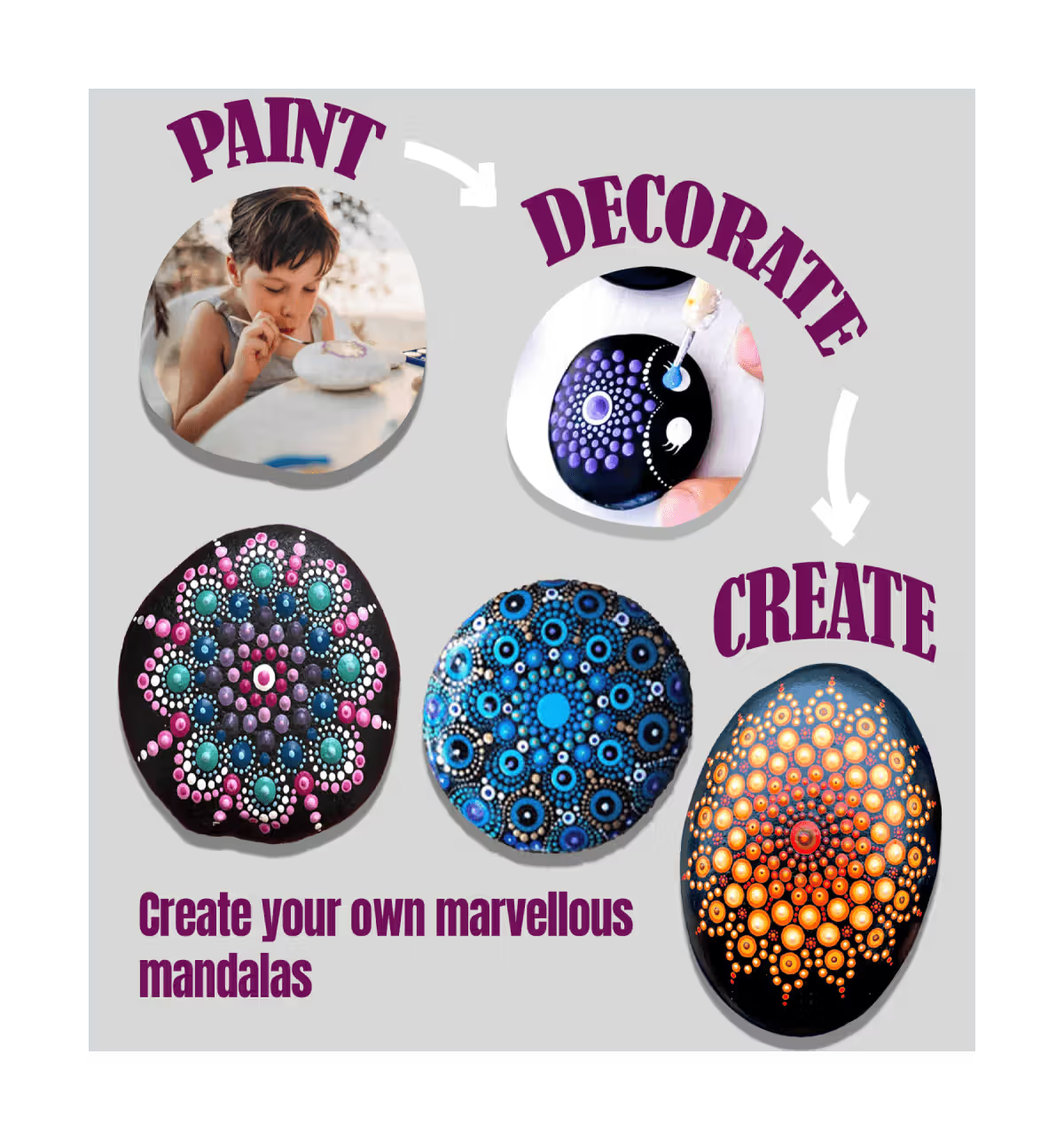 Mandala Rock Art Painting Kit β DIY Dot Painting Set for Kids (Age 6+)