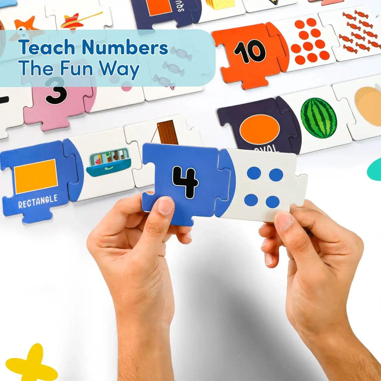 Mittimate Numbers & Shapes Puzzle Set for Kids | 54-Piece Educational Jigsaw for Toddlers (Ages 2+) | Learn Counting, Matching & Geometry the Fun Way